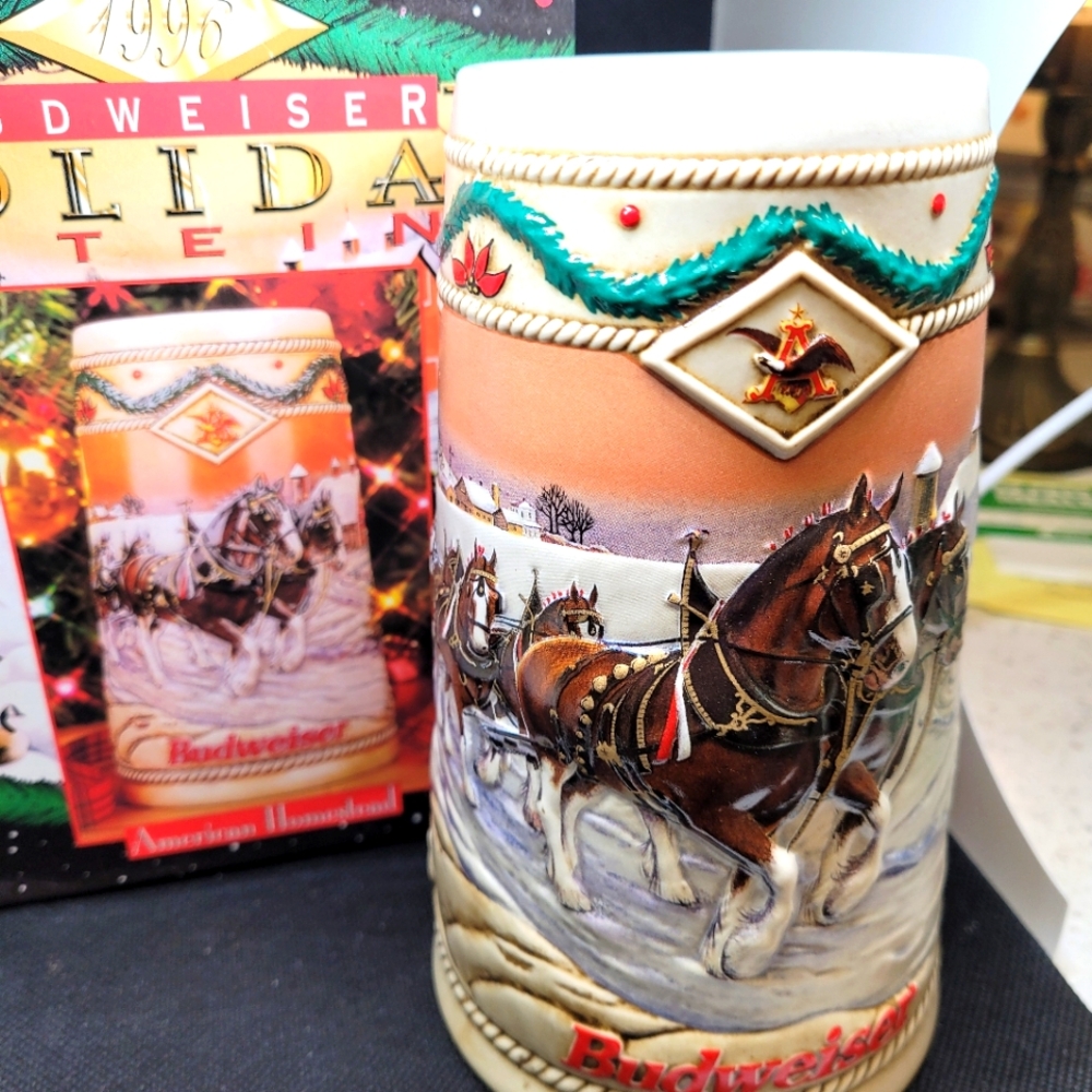 1996 budweiser holiday stein